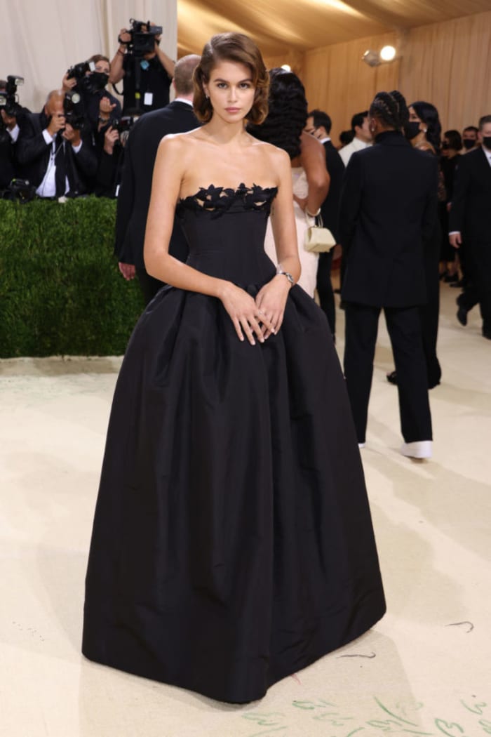 Kaia Gerber in Oscar de la Renta. Photograph by John Shearer/Getty Images
